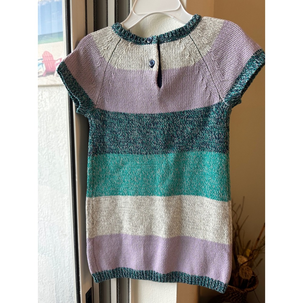 Crazy 8 Girls Striped Knit Sweater Dress Purple Teal Short Sleeve 2T NEW - Picture 3 of 6